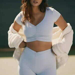 Anthropologie L*SPACE Warren Ruched Top Light Blue Size Medium